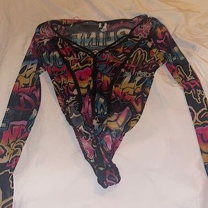 Vintage 90’s mesh one piece with matching mesh pants